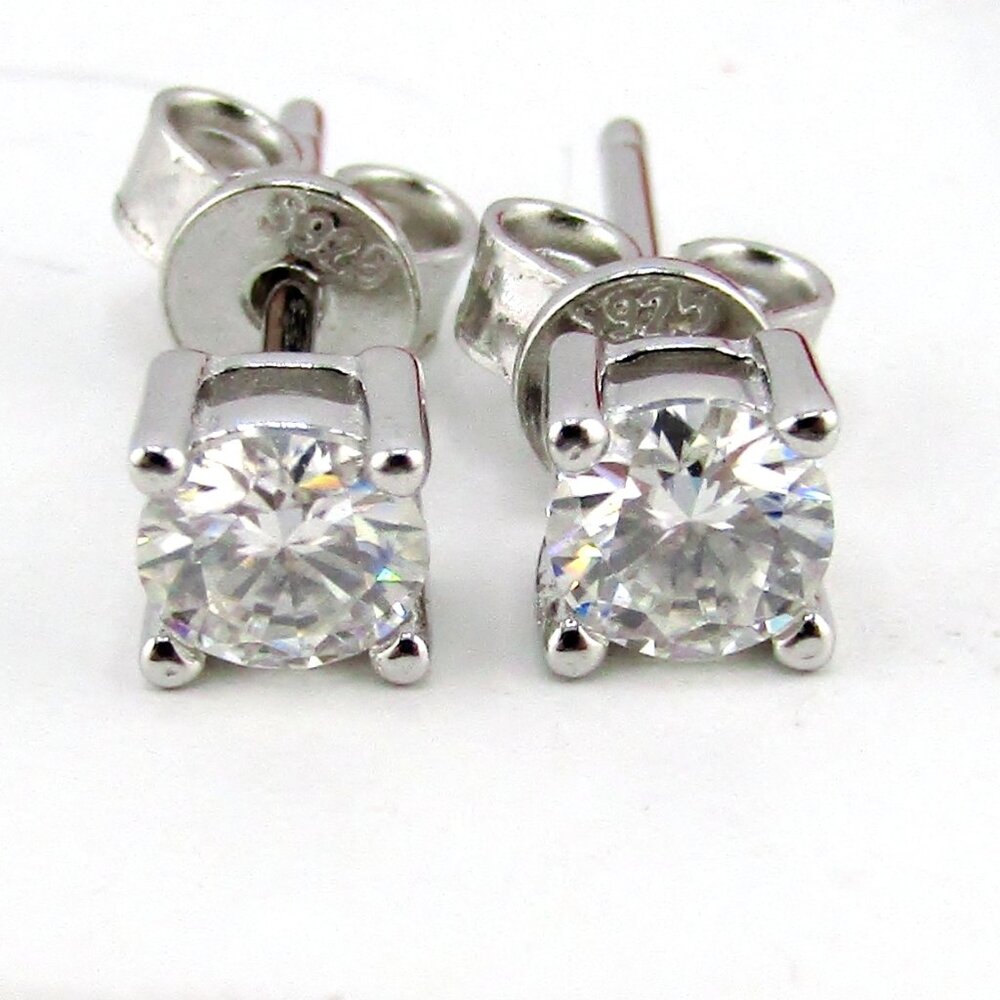 Moissanite Diamond Solitaire Stud Earrings (1/2 Carat ) 925 Silver Genuine Real